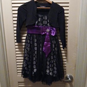 My Michelle Black and Purple Polka Dot Dress